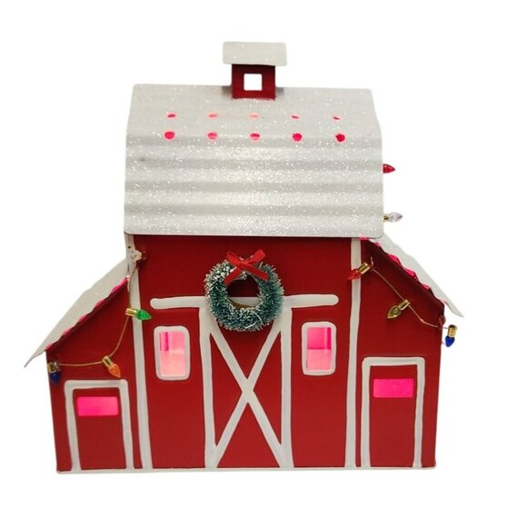 Scentsy Authentic Red Barn Wax Warmer With Light-Up Windows & Glittered Roof Des - Picture 3 of 12